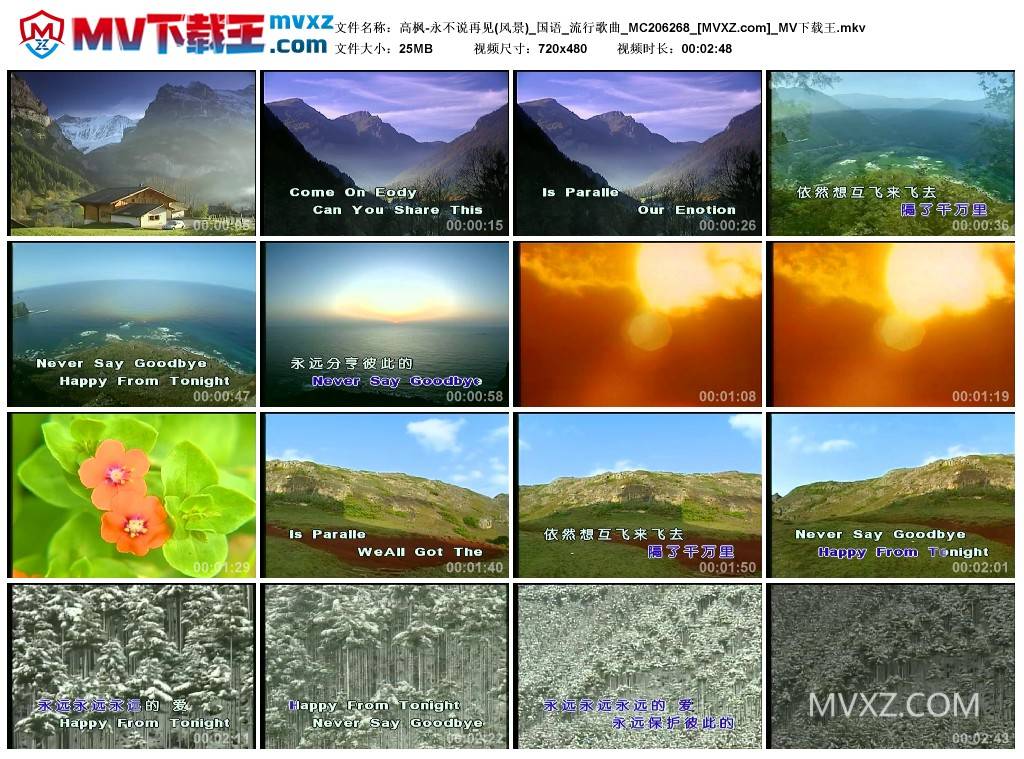 高枫-永不说再见(风景)_国语_流行歌曲_MC206268